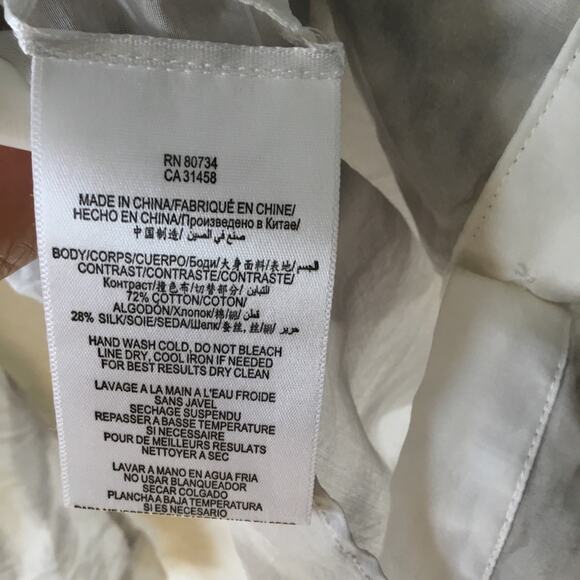 BCBGMaxAzria White and Gray Floral Half Button Down Shirt - Picture 6 of 16